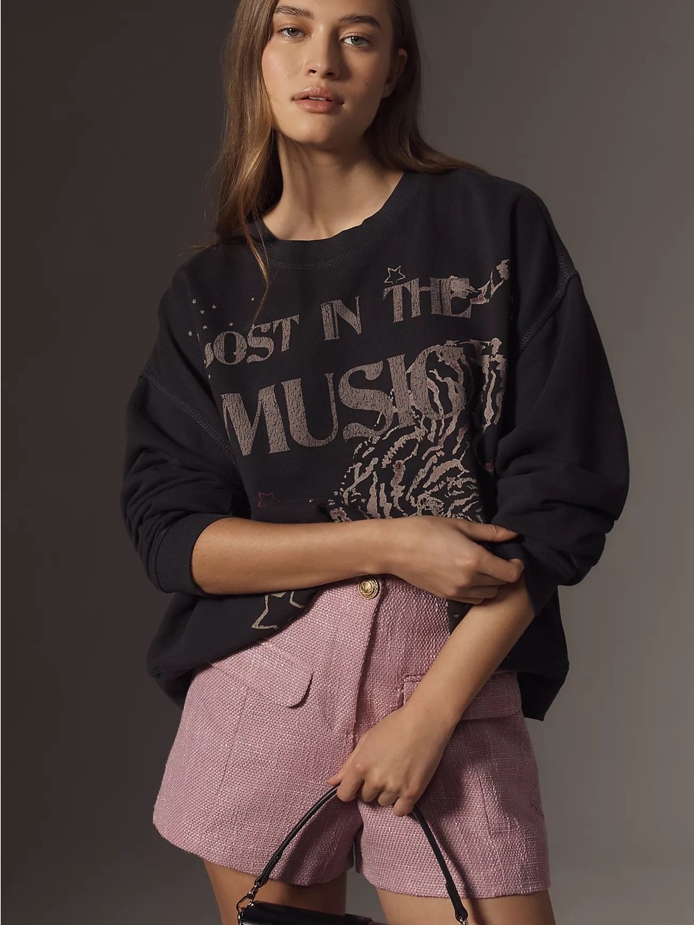 Anthropologie Pilcro Lost In The Music Tiger Graphic Crewneck Sweatshirt XS